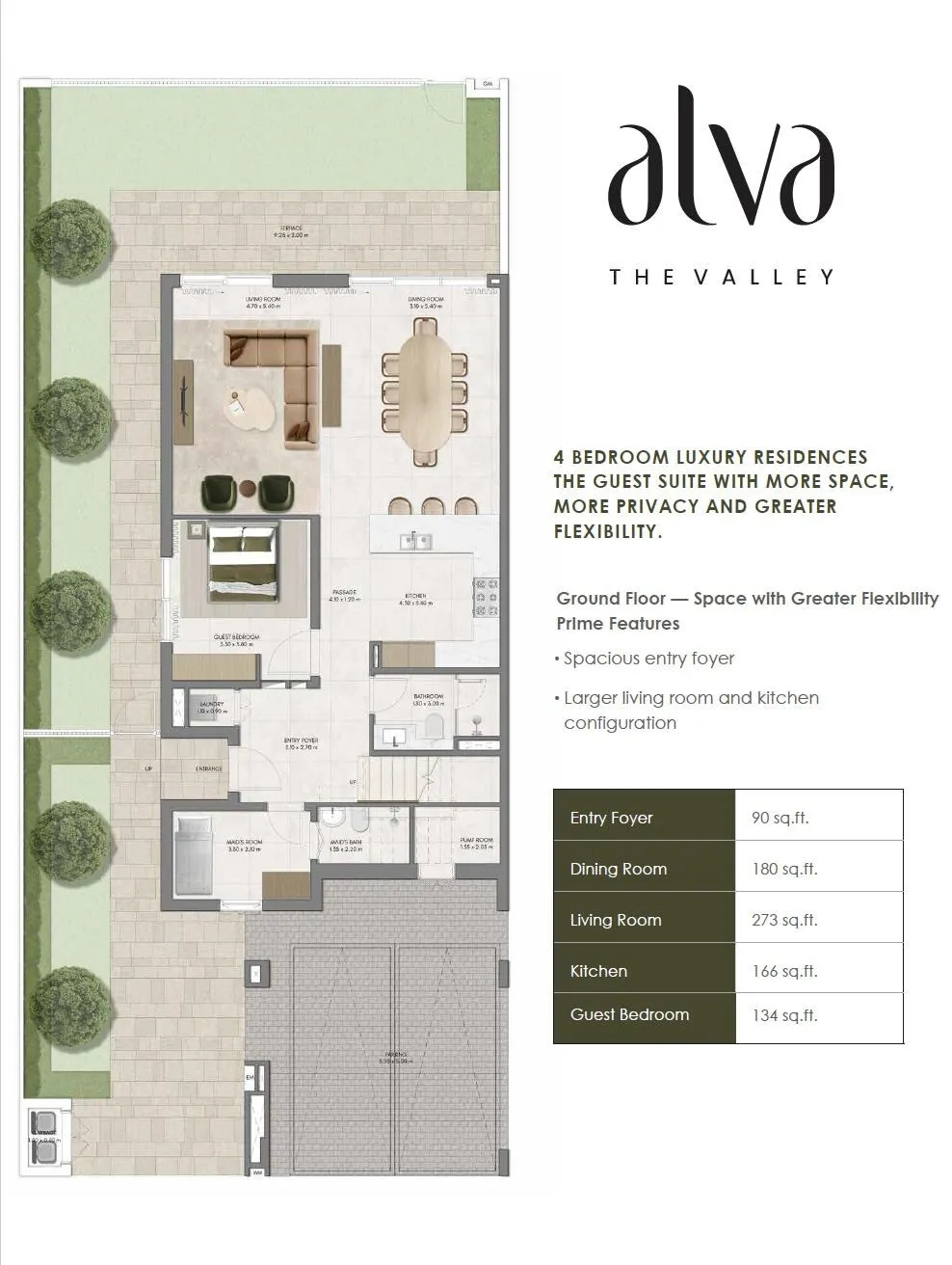 4-bedroom townhouse, ground floor plan