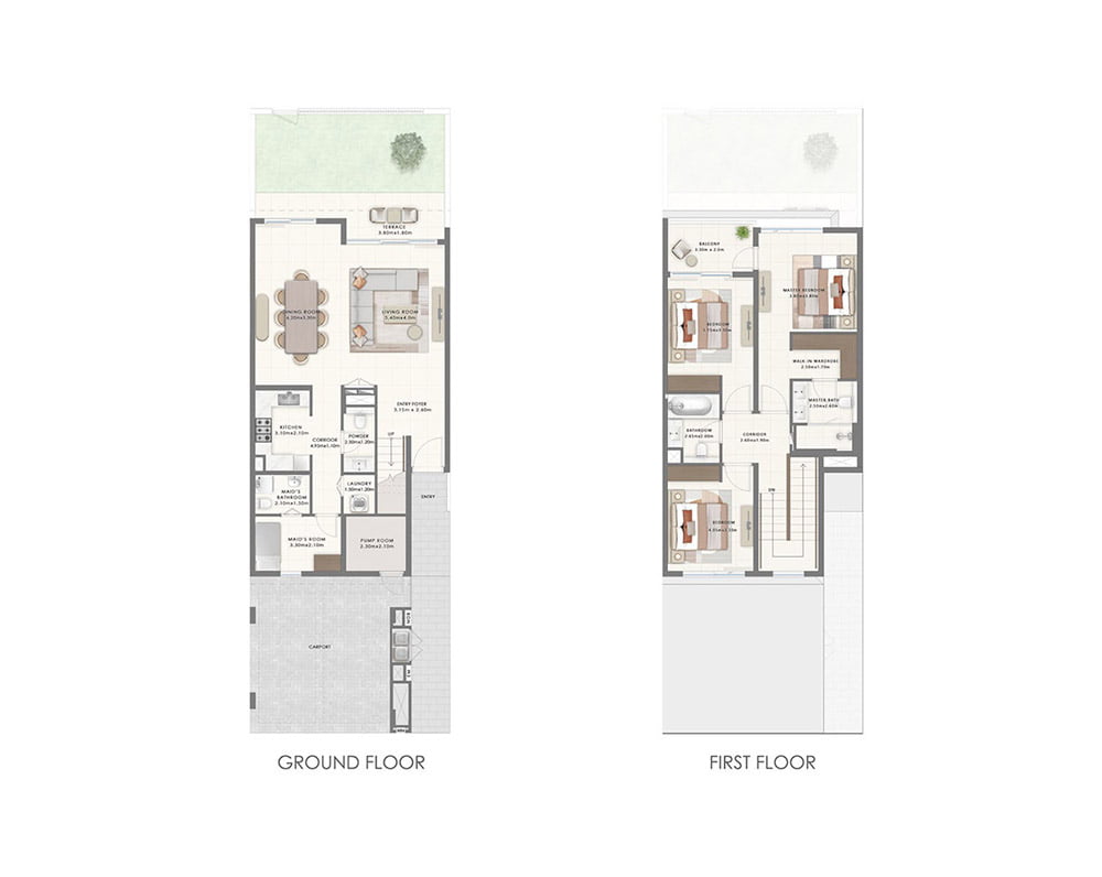 3-bedroom townhouse floor plan